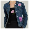KLORIZ 3-Pack Pink Rose Embroidered Iron On Patch Flower Clothing