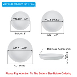 PATIKIL Plant Saucer Tray, 3 Pack 8/9/11 Inch Plastic Round Plant Saucer Flower Planter Drip Tray for Indoors Outdoors Patio Balcony, Warm White