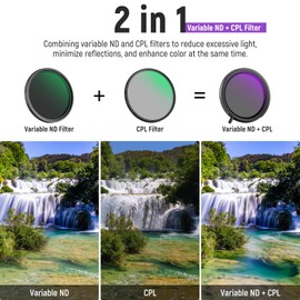 NEEWER True Colors 82mm Variable ND2-32 & CPL with Magnetic ND32, Polarized ND Filter Set, 2in1 Adjustable One Rotatable Light Reduction Reflection Elimination No Color Shift No X Cross No Vignetting