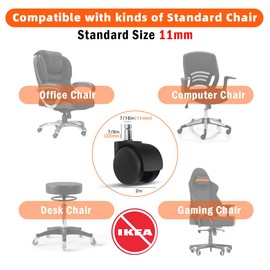 Office Chair Wheels - 2 Inch Chair Caster Wheel Set of 5, Heavy Duty Chair Wheel Replacement Supports 1000 lbs, No Noise, Suitable for Hardwood Floors and Carpets