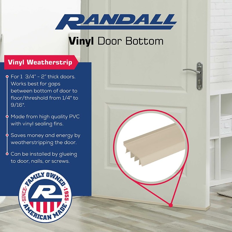 Beige Vinyl Door Bottom for 1 3/4" - 2" Thick