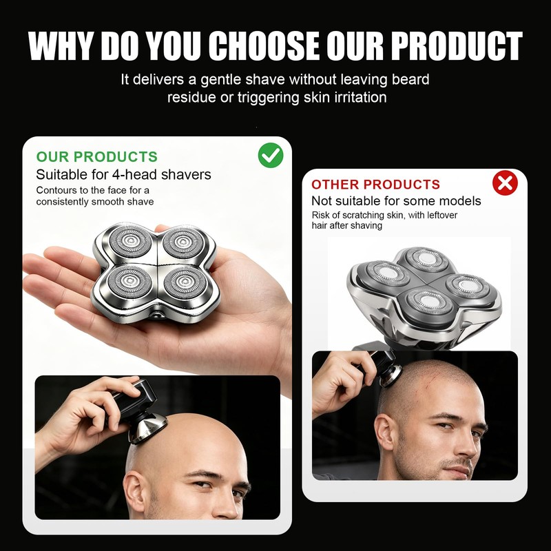 Pro 4 Shaver Replacement Heads for Skulls Pitbulls Series,Gold PRO/Silver