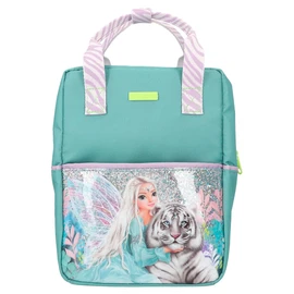 Depesche 12497 TOPModel Fantasy Tiger Backpack in Petrol and Lavender with Model Motif, Bag with Adjustable Shoulder Straps