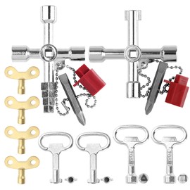kayqbonke Pack of 10 Universal Keys, High-Carbon Steel Heater Bleed Keys for Radiators, 4-Way Control Cabinet Keys for Electricity Meters, Water Meters, Gas Meters, Radiators