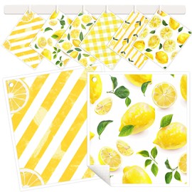 6 Pack Swedish Dishcloths for Kitchen - Reusable Dish Towels Paper Towels Cloths Washable,Absorbent Cellulose Cleaning Sponge Cloth Wipes Quick Dry, Decorative Tea Towels,No Odor Biodegradable(Lemon)