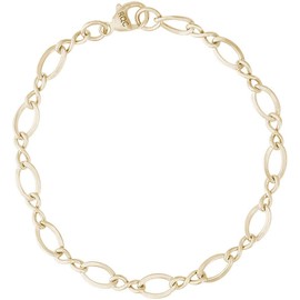 8" Gold-Plated Sterling Silver Large Figure Eight Link Classic Charm Bracelet by Rembrandt
