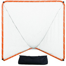VEVOR Lacrosse Goal, 6' x 6' Modular Lacrosse Net, Steel Frame Backyard Lacrosse Training Equipment, Portable Lacrosse Goal with Carry Bag, Quick & Easy Setup, Perfect for Youth Adult Training, Orange