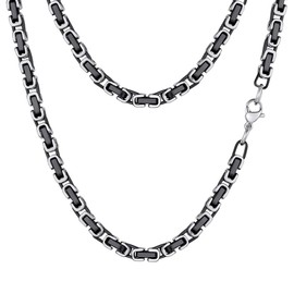 PROSTEEL Mens Chain Necklace Black Byzantine Chains Men Stainless Steel Long Necklaces