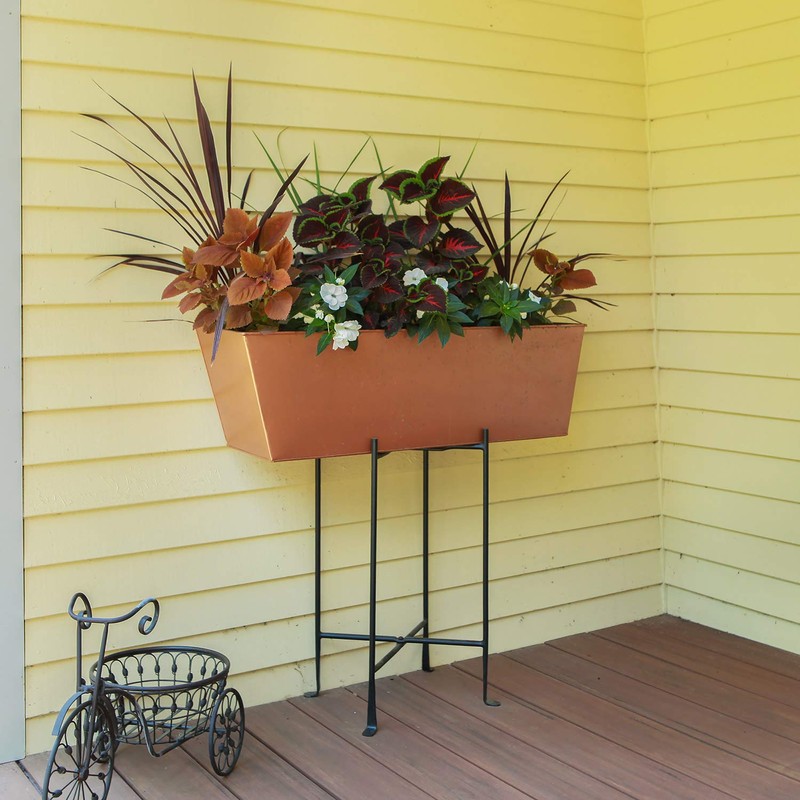 Achla Designs C-82C Plain Copper Flowerbox, Large Copper Window Flowerbox