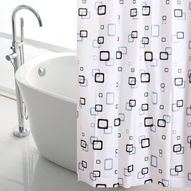 Lkw Ogechi 200/220/240 cm Drop PEVA Bathroom Curtain - Semi-Transparent Extra Wide Bathroom Curtain with Square Pattern, Waterproof Shower Curtain, Anti-Mould for Wet Room