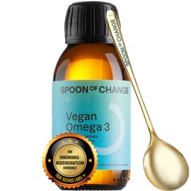 Premium Omega-3 Algae Oil Vegan (2900 mg per Day) - High Dose - with Lemon - DHA & EPA - Science-based, Laboratory Tested - Sustainable - With Vitamin D3 for the Immune System - Spoon of Change®
