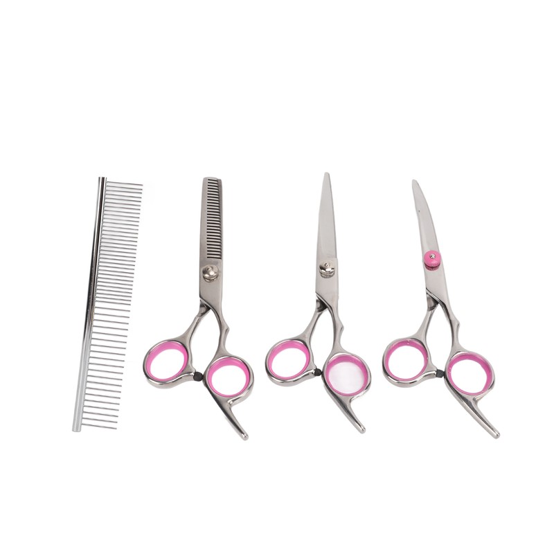 Pet Rabbit Grooming Scissors Stainless Steel Round Tip 4 in