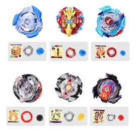 6 Piezas Bey Battling Burst Gyros Tops 2 Lanzadores, Burst Rise Hypersphere Battle, Trompos De Batalla Burst Quadrive Pro Series Set para Niños, Tops De Juego De Combate,Set Regalo De Cumpleaños