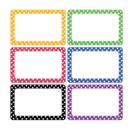 Cualfec 300 Cute Dot Name Tag Stickers Colorful Border Name Labels for School, Office, Home Can Be Used on Clothes, Storage Boxes, Packages - Updated Stronger Stickiness