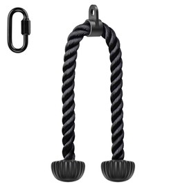 SELEWARE Triceps Rope with Non-Slip Soft Rubber Ends Home Gym Cable Attachment Workout Accessories 28 inches Long Black