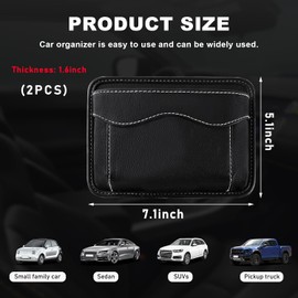 Povtii - 2 organizadores de bolsillo lateral para asiento de coche, piel sintética, bolsillo de almacenamiento para anteojos de sol, mini bolsa de relleno para asiento de automóvil, puerta y ventana,