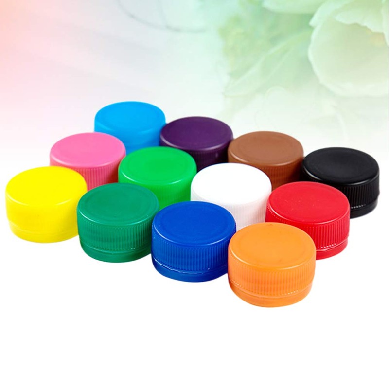 Supvox Pack of 100 Plastic Bottle Caps Colourful Bottle Caps