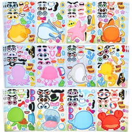 JOYIN 36 Pcs 9"x6" Sea Animals Make a face Stickers for Kids, Make Your Own Sea Animals Sticker Sheets, Party Favors Kids Crafts, Goodie Bags Stuffers for Kids, Classroom Rewards