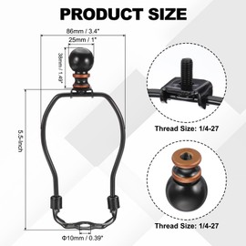 PATIKIL 5 Inch Lamp Harp Kit with Finial, 1 Set Detachable Lamp Shade Bracket Holder, DIY Lighting Accessories for Table Lamps Floor Lamps, Black