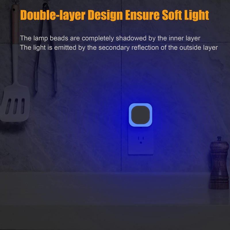 YUNLEX 6 Pack Plug in Dimmable Night Light, Blue Nightlight,