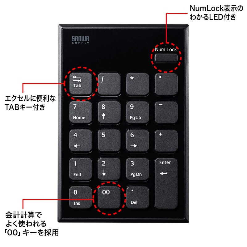 Sanwa Supply NT-WL23BK Wireless Silent Pantograph, Black
