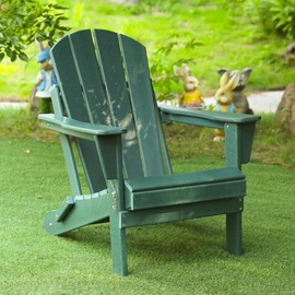 TREATLIFE HOME Folding Adirondack Chair for Relaxation, Ergonomic All-Weather Design, Dark Green, Easy to Store and Move