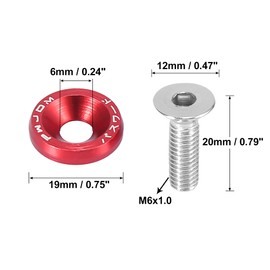 F FIERCE CYCLE 8pcs Car Motorcycle Red M6 Release Fastener Bumper Washer Bolt