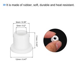 MECCANIXITY 30Pcs T Type Rubber Grommet Mount Dia 9mm (12x5x11mm) Seal Protection Flexible Hole Plugs for Cable Pipe White