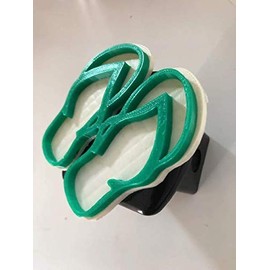 LicensePlateFreak Flip Flops Slippah's in 3D - 2 inch Trailer Hitch Cover Black with White/Green - 2 Layer Design Hawaii Hawaiian Beach Bum