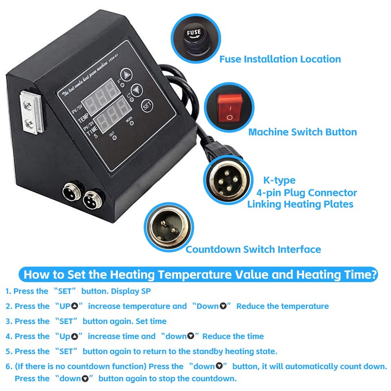 K Type Heat Press Control Box,Replacement Parts for 15x15 Heat