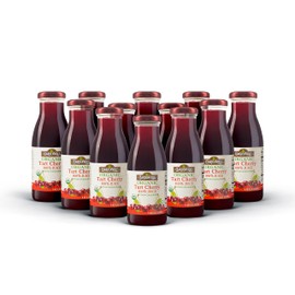 Gardenville Organic Tart Cherry Juice (Pack of 12), USDA Organic, No Added Sugar, U Kosher Certified, Pasteurized, 8.4 oz Glass Bottles (Tart Cherry)