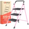 Pink 3 Step Stool Foldable – Heavy-Duty Foldable Step Stool