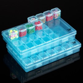 Mr. Pen- Bead Storage Containers, 28 Grids, 2 Pack, Transparent Blue Small Bead Organizer Box