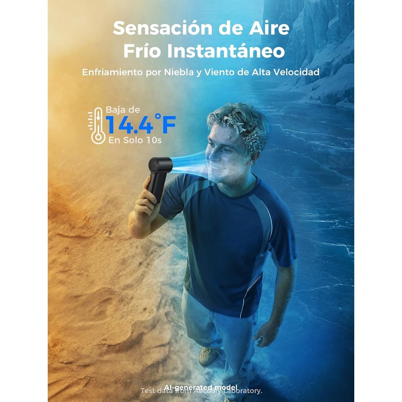 Aecooly Ventilador de Mano con Niebla Fría 14.4°F 10s 20H