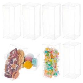 BENECREAT 20 Pcs PVC Transparent Plastic Case, Rectangular, 2.8 x 2.8 x 7.1 inches (7 x 7 x 18 cm), Folding Box, Waterproof Clear Gift Box, Trinket Box, Wrapping, Gift Packaging, Valentine's Day
