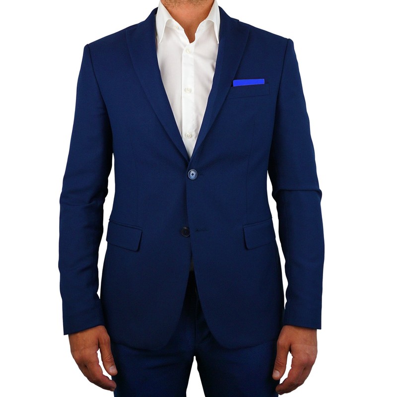 DonDon Herren Einstecktuch vorgefaltet eckig am Karton größenverstellbar blau