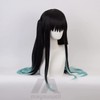 Black Blue Long Wig with Tiger Clip Straight Hair for