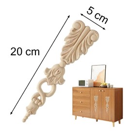 Sctmda Vintage Wood Carved Decal, Wooden Applique, Wood Carved Ornaments, Wooden Ornaments for Furniture, Furniture, Carved Wood Carving, Applique, Wood Corner Onlay, 20 x 5 cm, Pack of 4