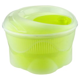 KAYNUR Salad Spinner Fruit, Veg, Leaf Dryer, Large Capacity, with Clear Serving Bowl Easy Drain System, Non-Slip Base, Green