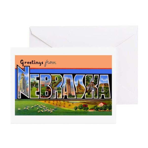 CafePress Nebraska Greetings Greeting Card (20-pack), Note Card with Blank