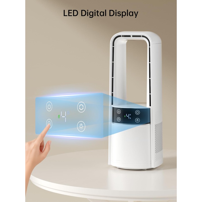 Desk Fan Bladeless, 120° Oscillating Fan Rechargeable, Quiet Fan with
