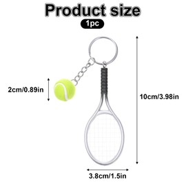 Xthrotsenk Tennis Ball Keychain Tennis Racket Key Ring Mini Tenniss Charm Gifts for Men Women Tenniss Bag Charm for Sport Lovers
