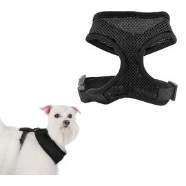 Soft Mesh Dog Harness Air Mesh Dog Harness Dog Cat Vest Harness Breathable Soft Mesh Padding Pet Puppy Cat Comfort Padded Vest No Pull Harnesses (Black, M)