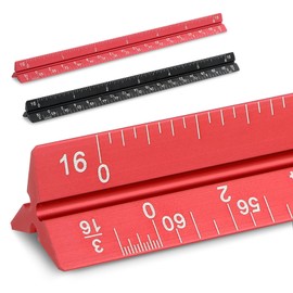 Prasacco 2 Pcs 6 Inch Architectural Scale Ruler, Small Engineer Scale Ruler Mini Scale Ruler Pocket Aluminium Metal Ruler for Architects Engineering Artists Draftsman Drawing Drafting