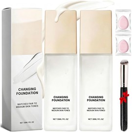 2 piezas Base De Maquillaje Que Cambia De Color Para Pieles Maduras,Hidratante Y Ligera,Cobertura Natural Impecable,Foundation Color Changing,Para Todos Los Tonos De Piel. Conveniente y atractivo