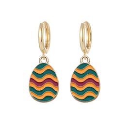 coadipress Easter Earrings for Women Cute Bunny Eggs Dangle Huggie Hoop Earrings Colorful Rabbit Flower Spring Holiday Festive Hoop Jewelry Gifts (Color Eggs)