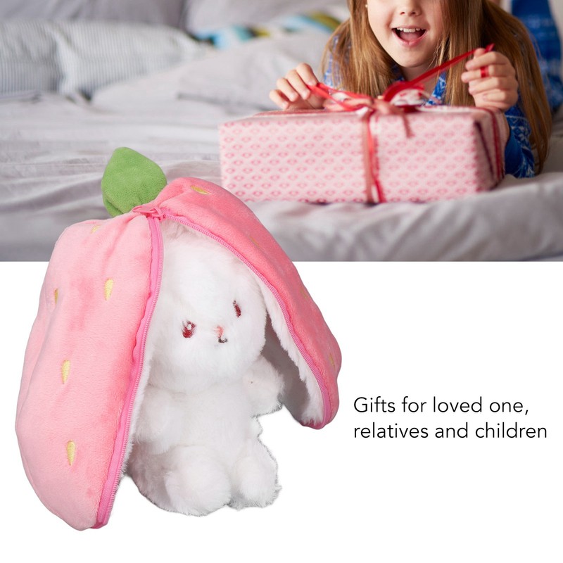 Reversible Bunny Plush Toy Throw Pillow Children Cute Cartoon Animal