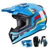 GLX GX623 DOT Kids Youth ATV Off-Road Dirt Bike Motocross MX Motorcycle Full Face Helmet Combo Gloves Goggles for Boys & Girls (Retro Blue, X-Large)