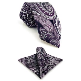 S&W SHLAX&WING Men's Necktie Set, Pocket Square Necktie, 57.9 inches (147 cm), Satin Weave, Formal, A72-SH
