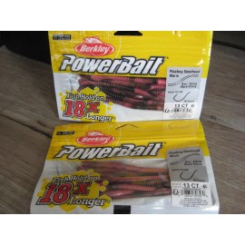 Berkley Power Bait 2 Packs Berkley Fishing PowerBait - 4" Floating Steelhead Worms - Black Cherry